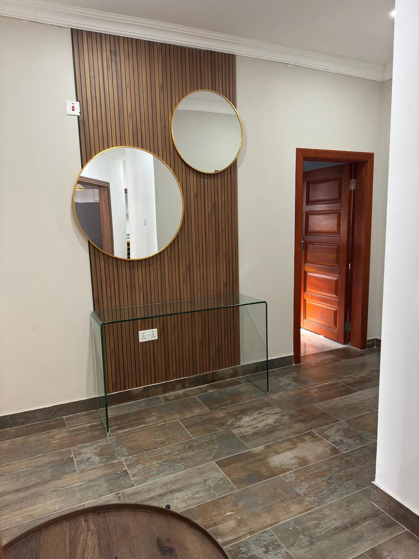 Spacious hallway with mirrors