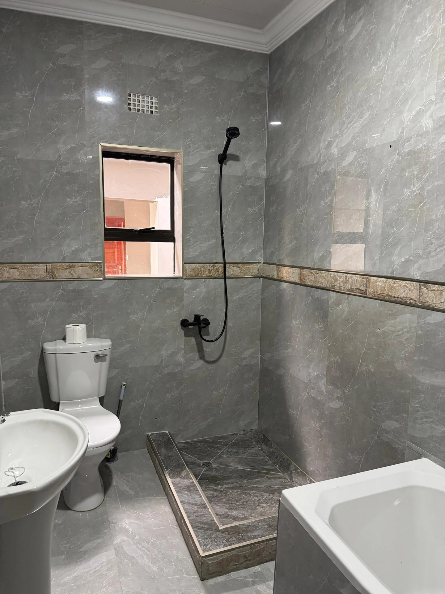 Master ensuite bathroom with shower